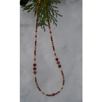 Naszyjnik handmade z kamieni piasek pustyni, beżowego jaspisu i pomarańczowego granatu.